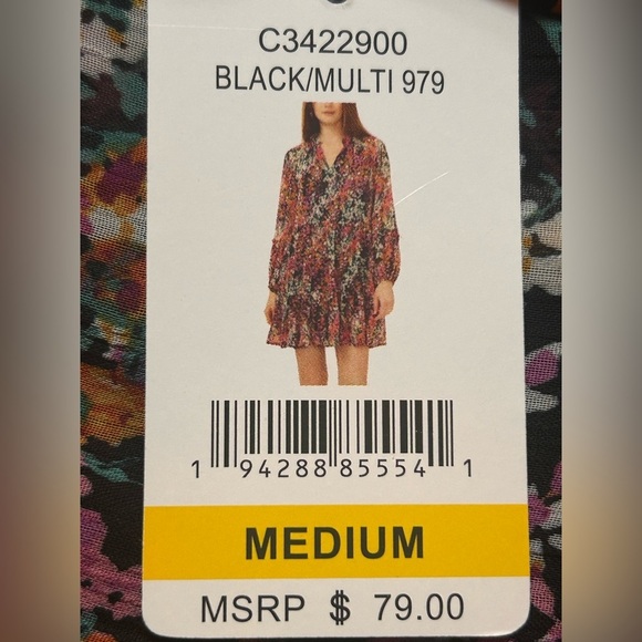 NWT Vince Camuto Floral Dress Womens Med.  Tiered Boho Lined Long Sleeve - Picture 2 of 8